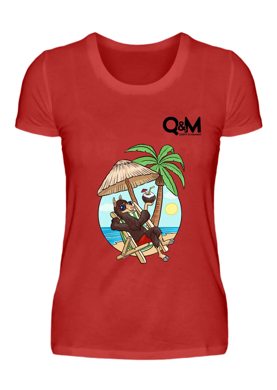 Camiseta Llama En Playa (Mujer)